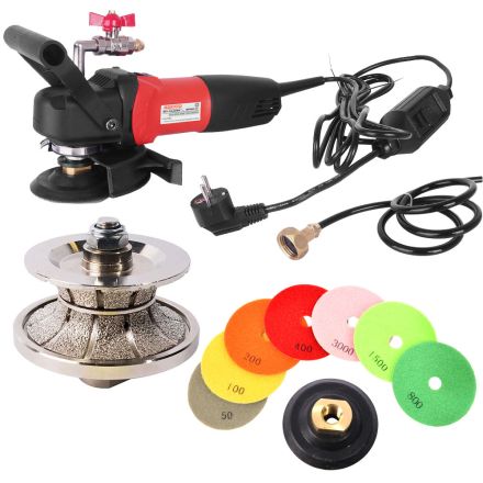 Hardin V40WVPOLSET220 200V 4 Inch Var Speed Polisher, 1-1/2 Inch Full Bullnose Diamond Profile Wheel and 8 pc 4 Inch Diamond Polishing Pad Set (220 Volt is for Europe and parts of Asia and Central America)